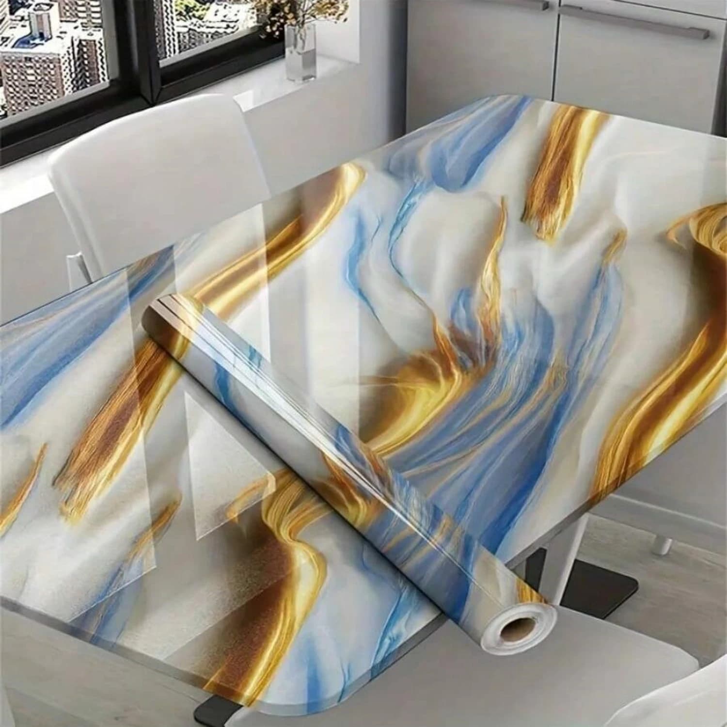 Adesivi decorativi in marmo in foglio di alluminio da 8 m per la ristrutturazione del controsoffitto dell'armadio da cucina Carta da parati autoadesiva impermeabile a prova di olio