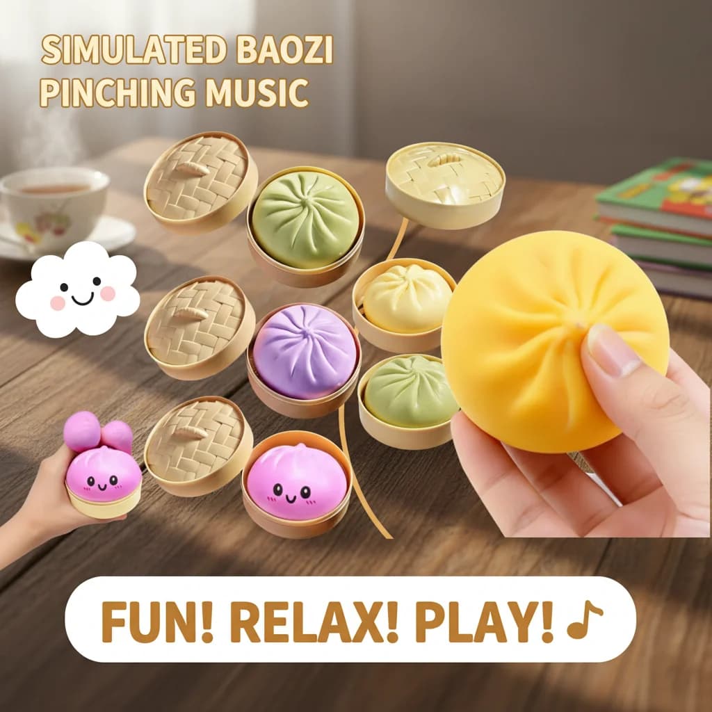 Giocattolo Antistress Gigante a Forma di Raviolo, Morbido Pane al Vapore Simulato, Giocattolo Sensoriale per Decompressione