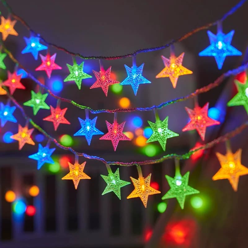 Battery Power Festoon Star Fairy String Lights Christmas Wedding Room Decoration Camping Outdoor Party Atmosphere Garland Lamp