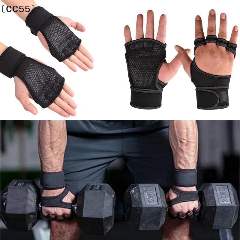 1 paio di guanti da allenamento per sollevamento pesi, per uomo e donna, per fitness, sport, bodybuilding, ginnastica, palestra, protezione per mani, polsi e palmo〔CC55〕