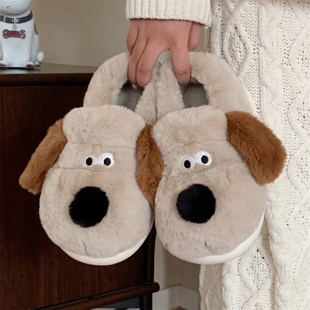 Size36-45 Slippers for dogs hug Girls Blowjob Hot slippers for slides Flat Slippers for female cudddling animals 2022 Ins Hot thick hairy Slippers