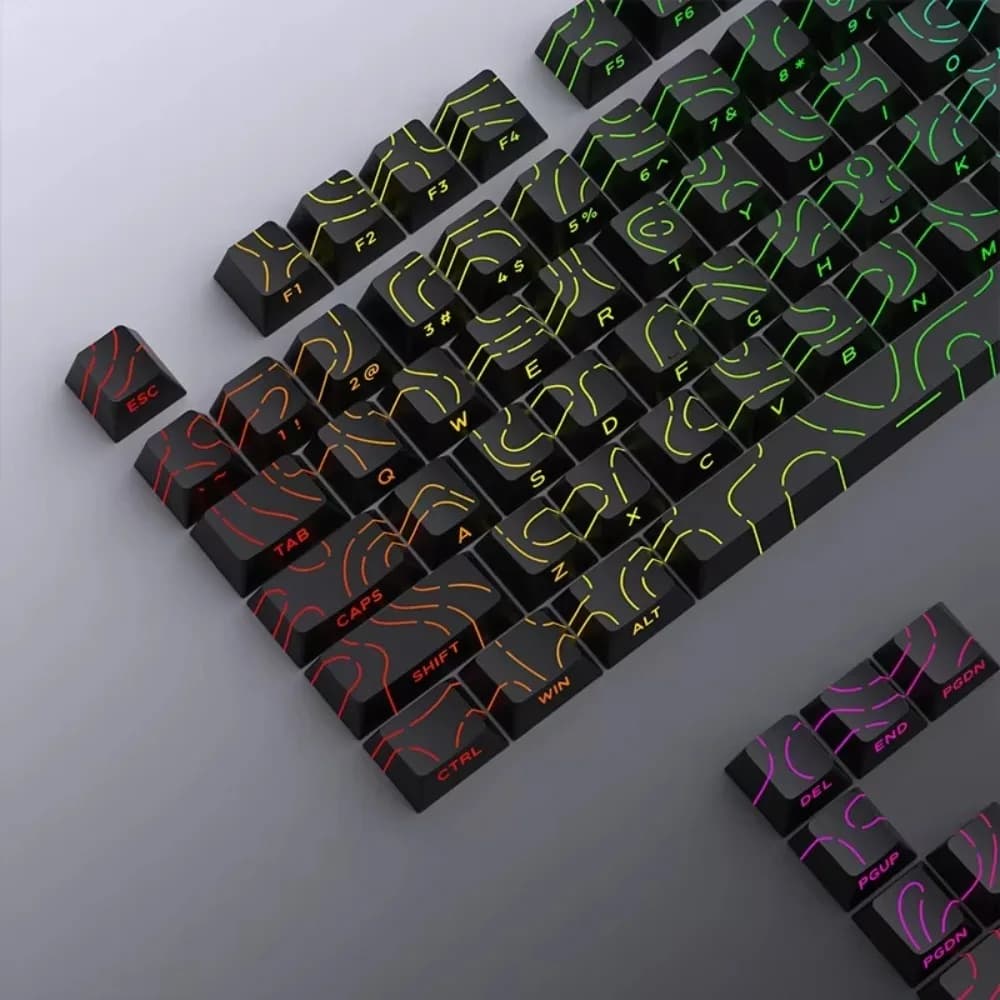 97 keys PET Mechanical keyboard Copritasti White contour lines Side light Copritasti double snap Profile cherry translucent