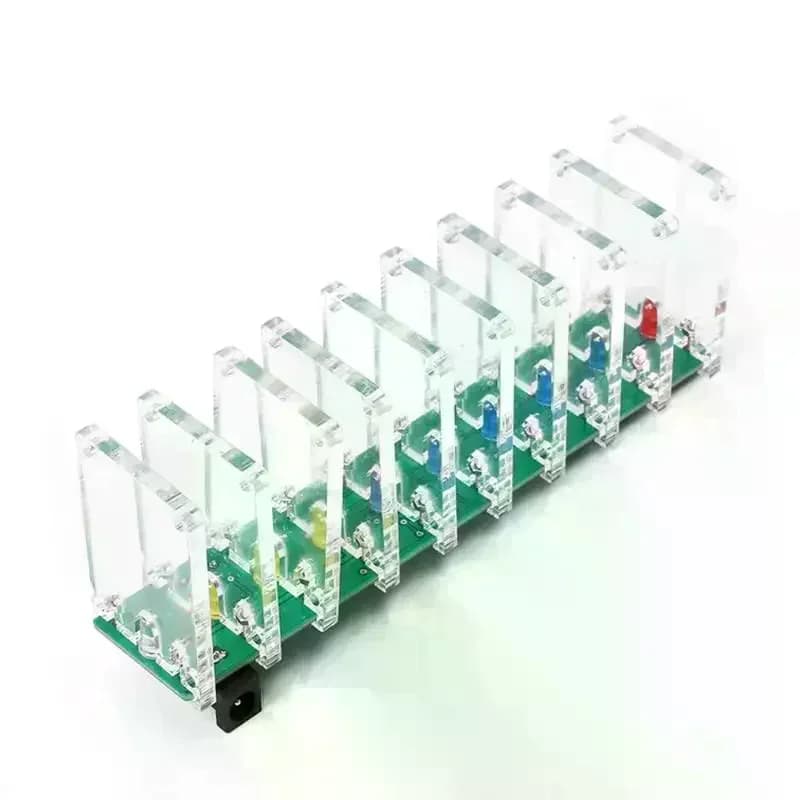 DIY Sound Control LED Music Spectrum Electronic Kit Crystal Column Audio Display PCB Soldering Practice Kit LM339 LM358 DC5-12V