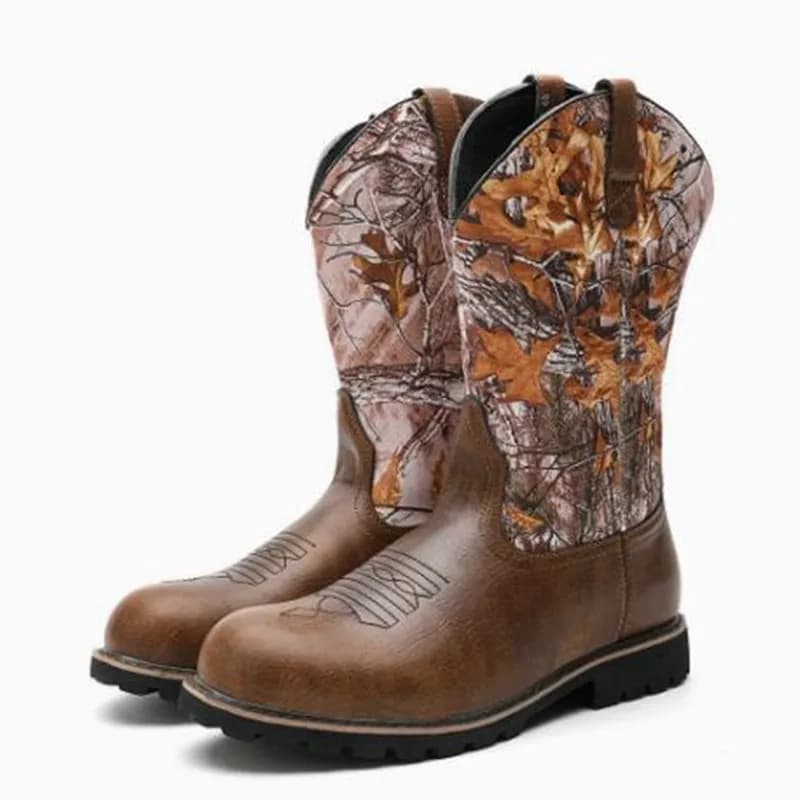 Stivali da Uomo Classici con Ricami Artigianali, Stivaletti in Pelle Vintage Stile Western Cowboy, Stivali da Moto alla Moda, Taglia Grande 48
