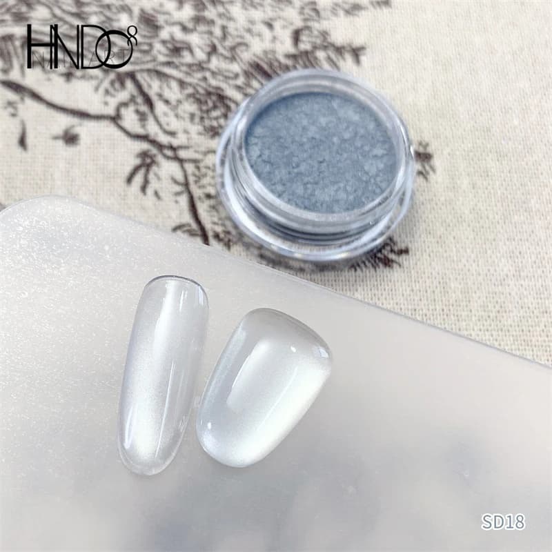 HNDO New Silver White 3D Cat Eye Magnetic Powder Glitter Nail Art for Gel Nail Manicure Fine Parts Pigment Powder SD18