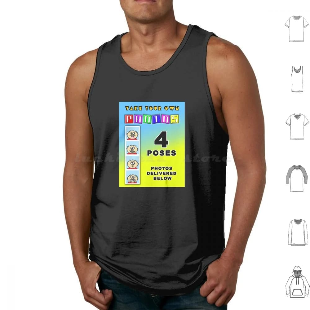 Modern Photobooth Display Canotte Gilet senza maniche Photobooth Booth Cultura pop Malec Strips Machine Selfie Malec