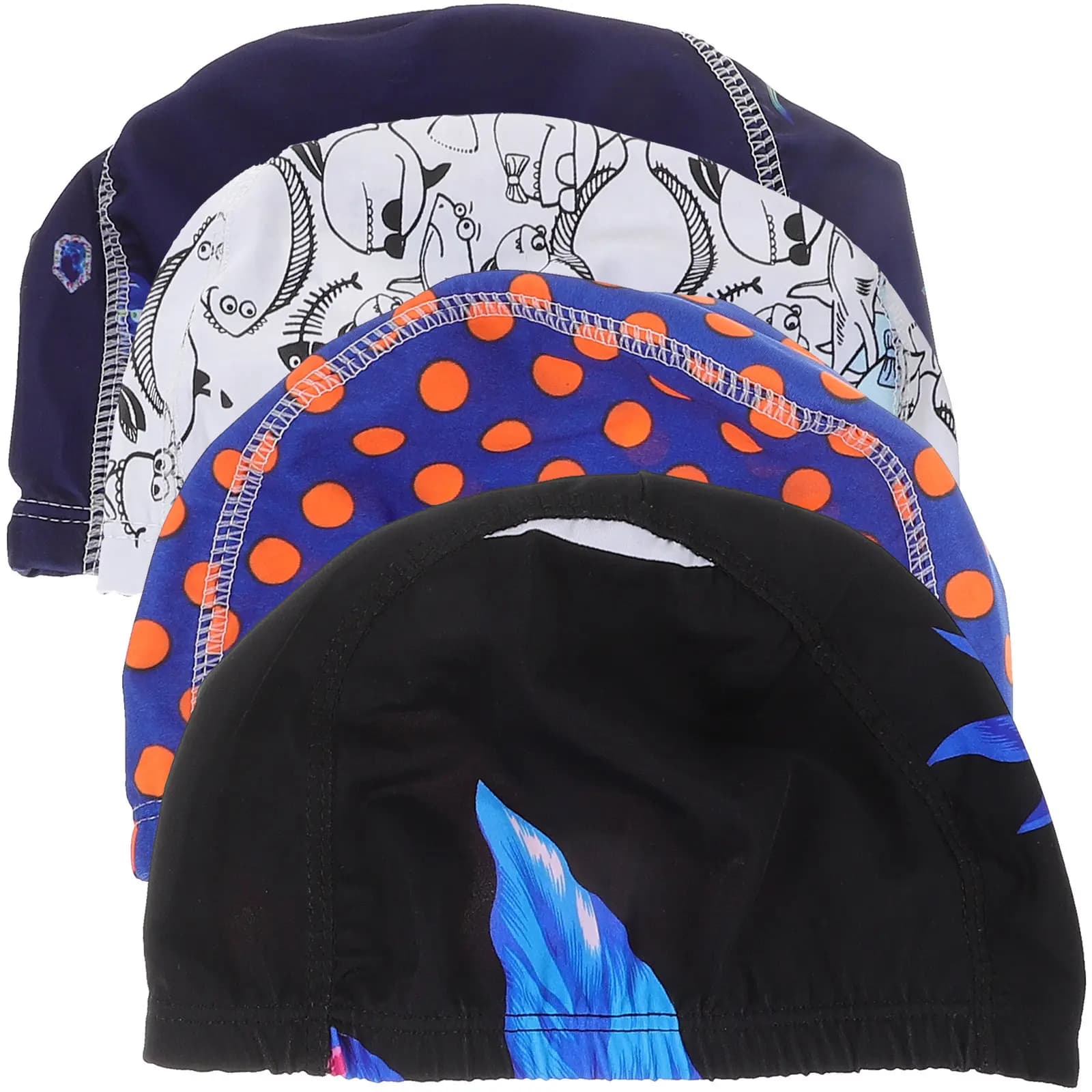 4 pezzi di cappucci da nuoto per bambini, adulti, donne, cappuccio da nuoto in nylon, protezione per capelli lunghi, durevole, morbido, confortevole, traspirante, facile da indossare e da togliere