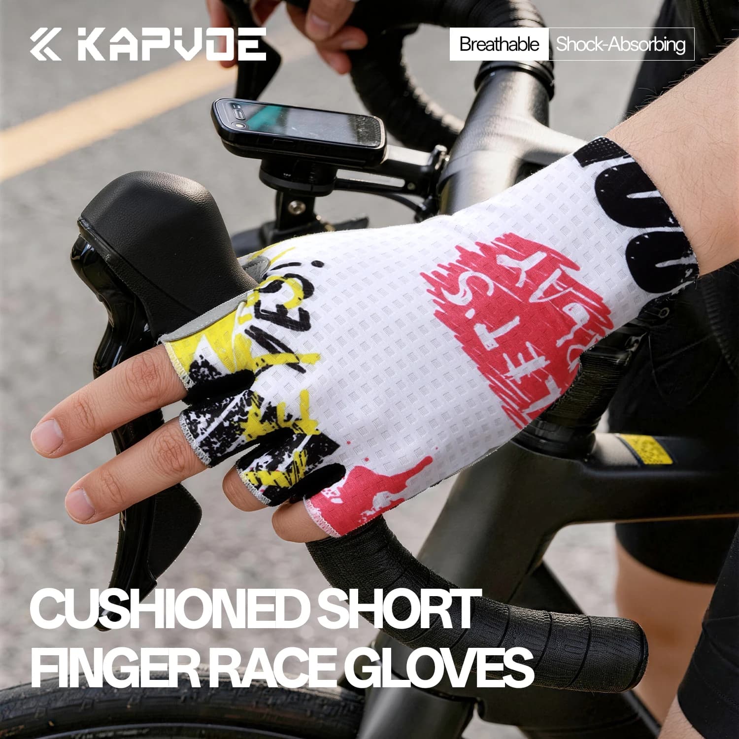 Cycling Gloves KAPVOE Half fingers for Men, Breathable and Ammortizer, for Road Bikes and Mountain Bikes, Suitable for Women and Adults