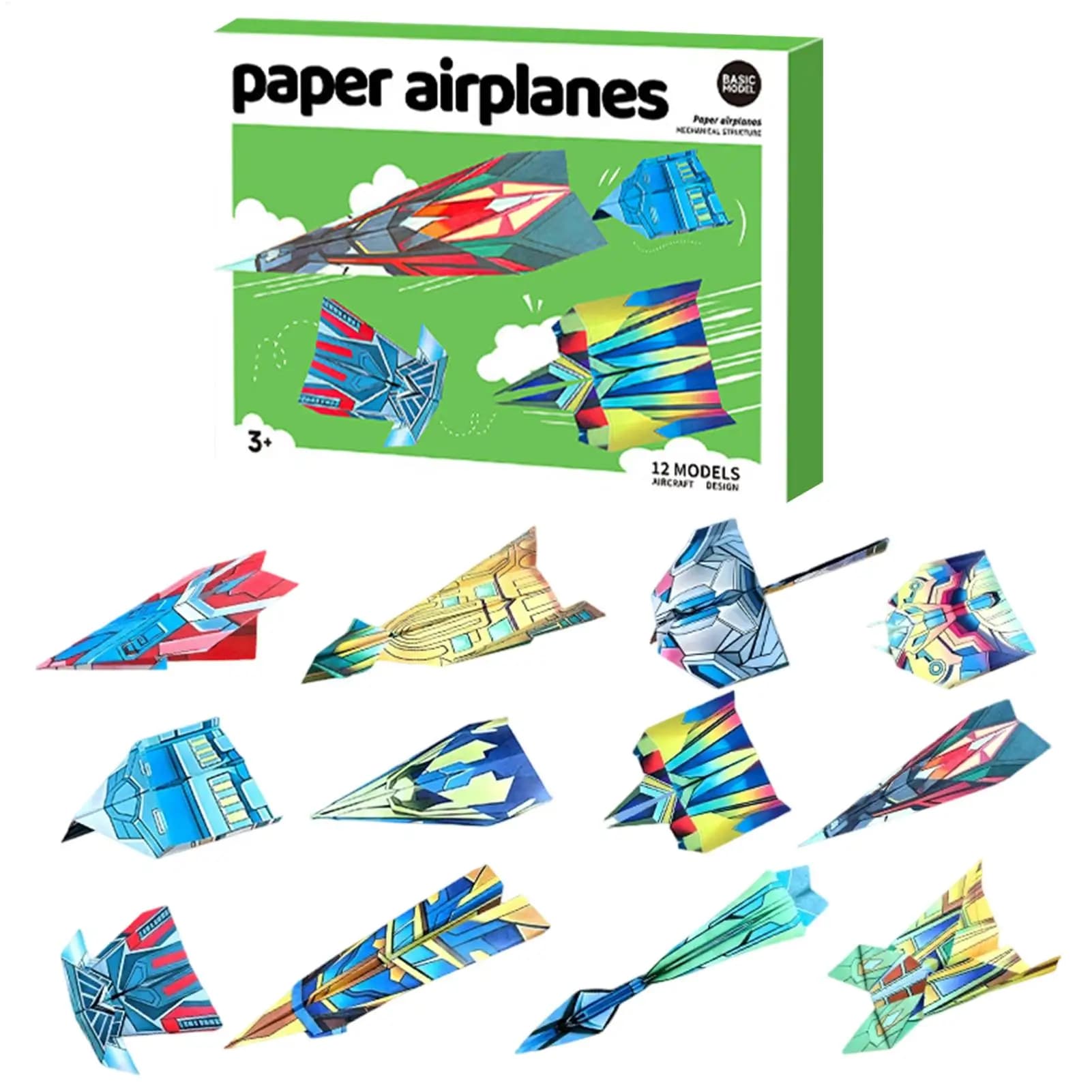 12 Patterns Paper Airplane Book, Creative STEM Toys for Kids & Adults, Perfect Gift for Birthday, Travel, Classroom & Home