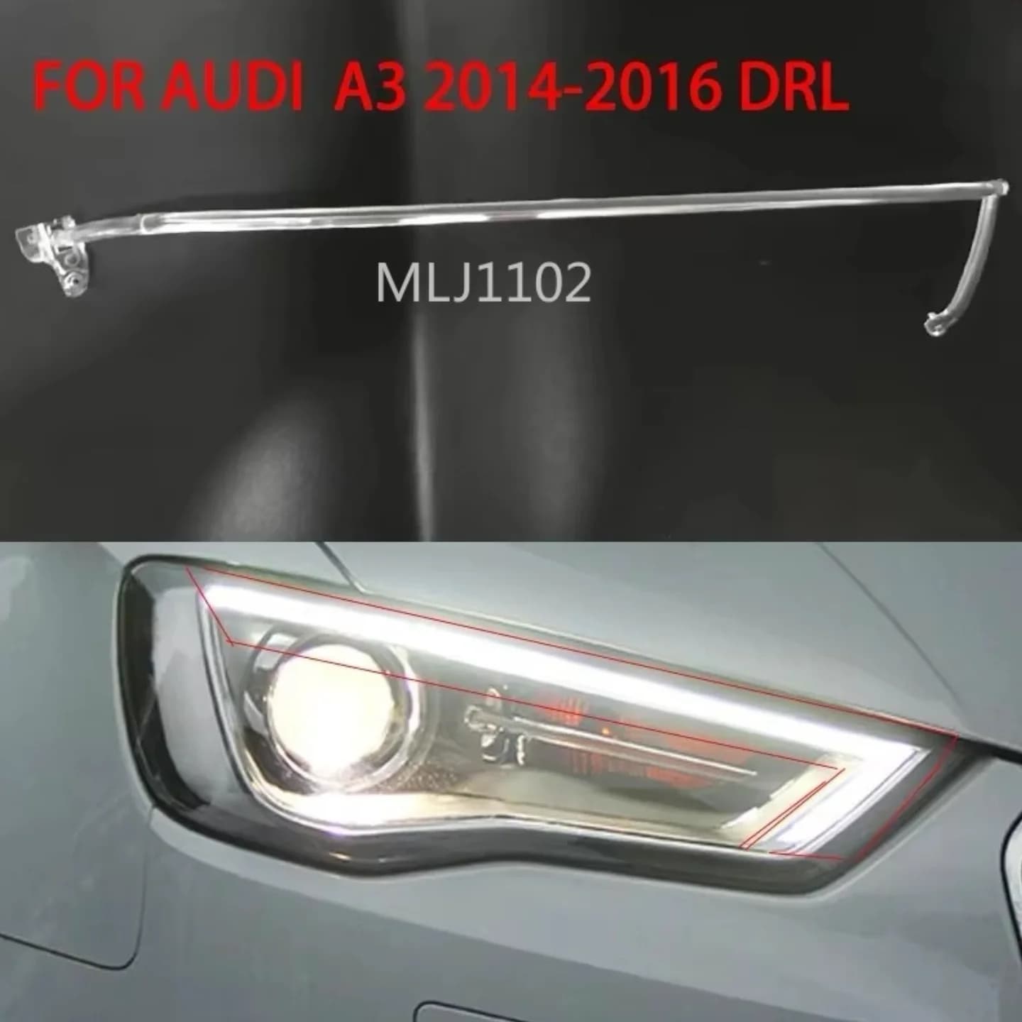 For Audi A3 2013 2014 2015 DRL Headlight Light Guide Plate Daytime Running Light Tube Light Guide Strip Bar Angel Eye Bar