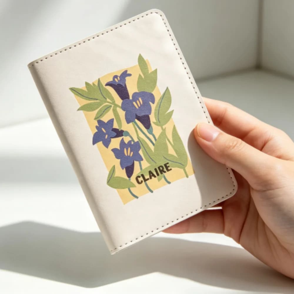 Personalized Custom Floral Print Personalized Name Passport Cover, Chic Document Card Holder Travel Gift