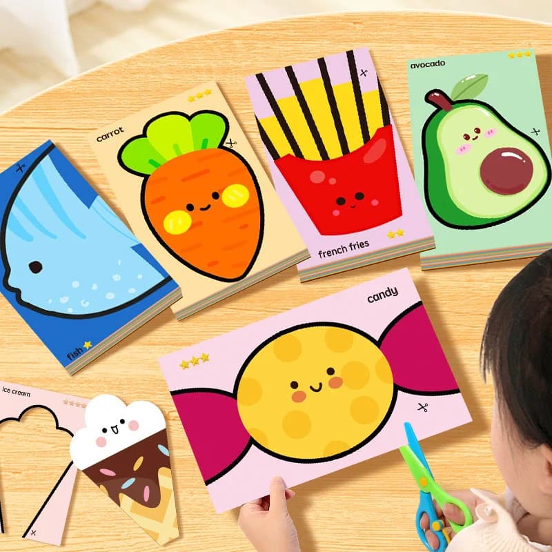 Handmade Paper Cuttings Interesting Origami Suit Animal/ Plant/ Food Patterns Including Scissors Parent-child Interactive Toys
