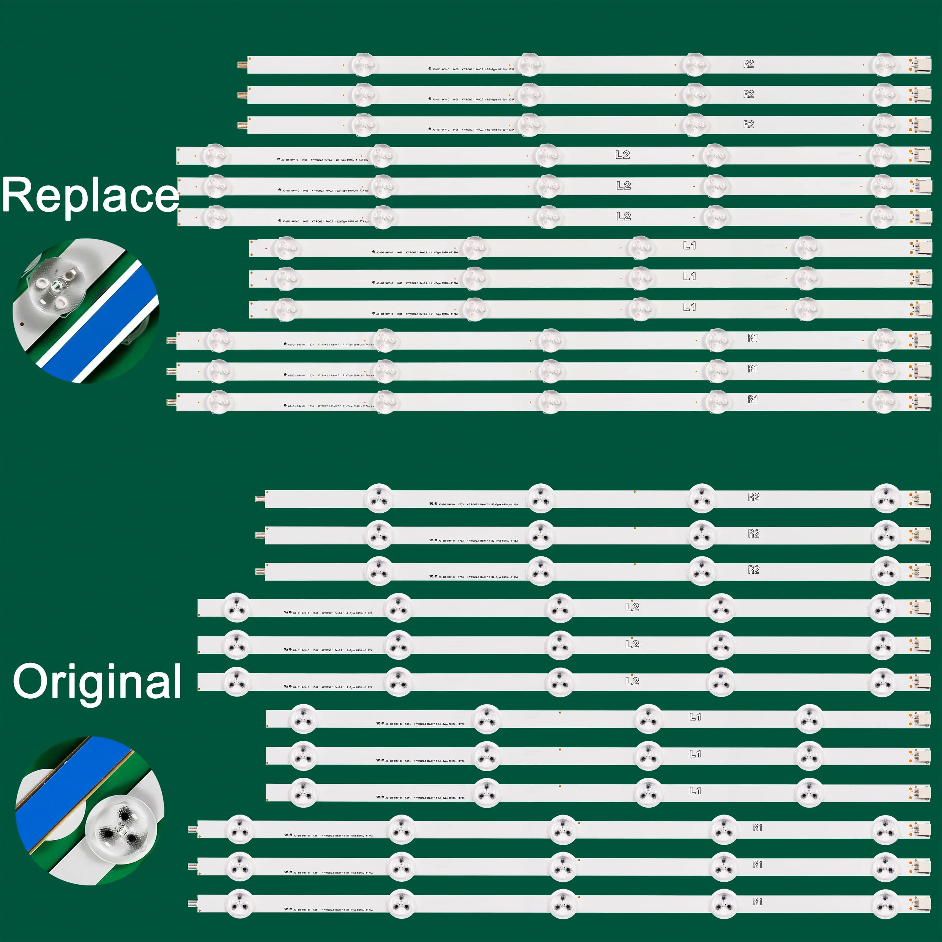 LED Strip for 47LN577S-ZK 47LN577V-ZK 47LN5788-ZE 47LN578S-ZE 47LN6108 47LN6130 47LN613V-ZB 47LP360C-CA 47LP361H 47LN610V