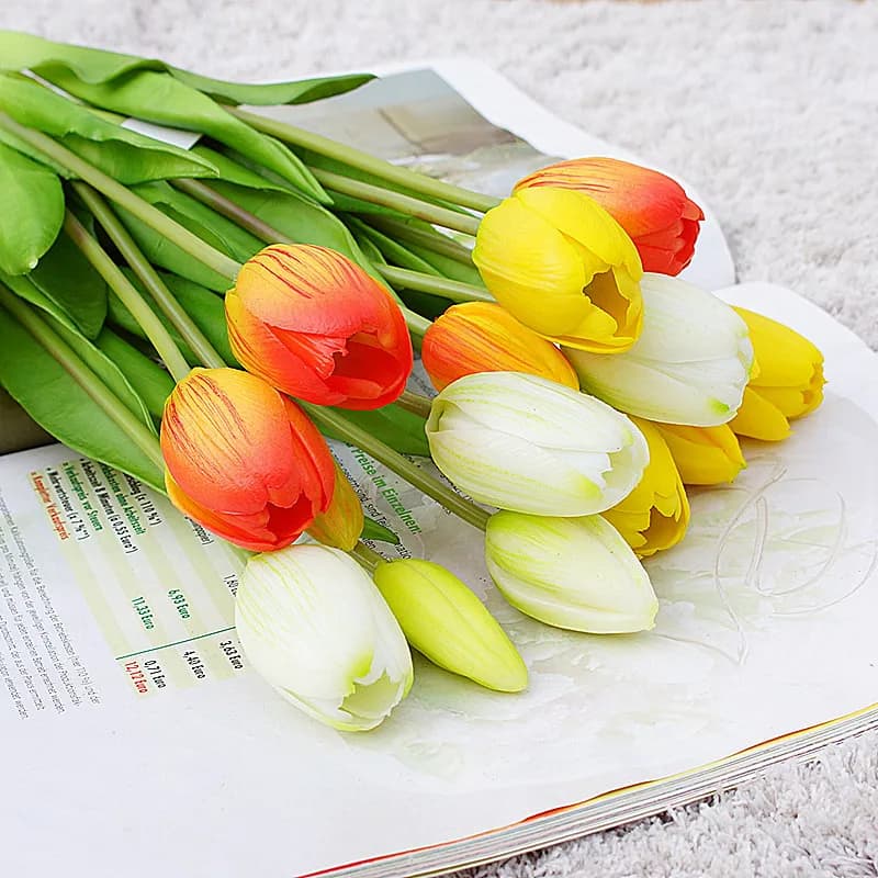 5 pieces of artificial flower silicone tulip true touch bouquet of luxury decorative flowers for home stay Deco Flores fake plant