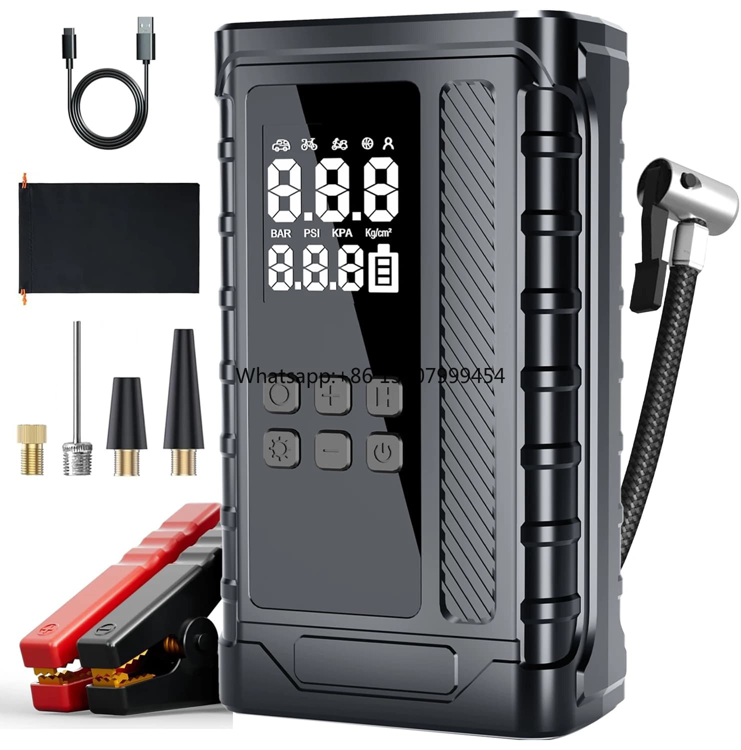 Avviatore di Emergenza 1500mAH*4 Multifunzione Portatile con Batteria al Litio 14.8v per Auto e Camion