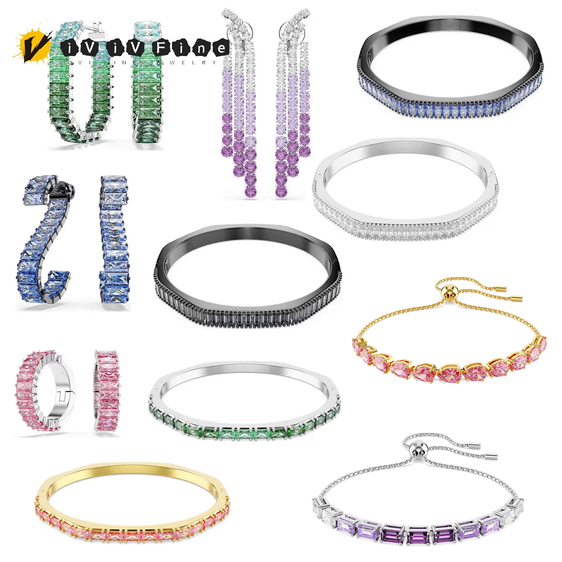 2026 Luxury Sparkling Exquisite Earrings Bracelet for Women Jewelry Set Fashion Cut Crystal Square Suitable for Party Accessorie