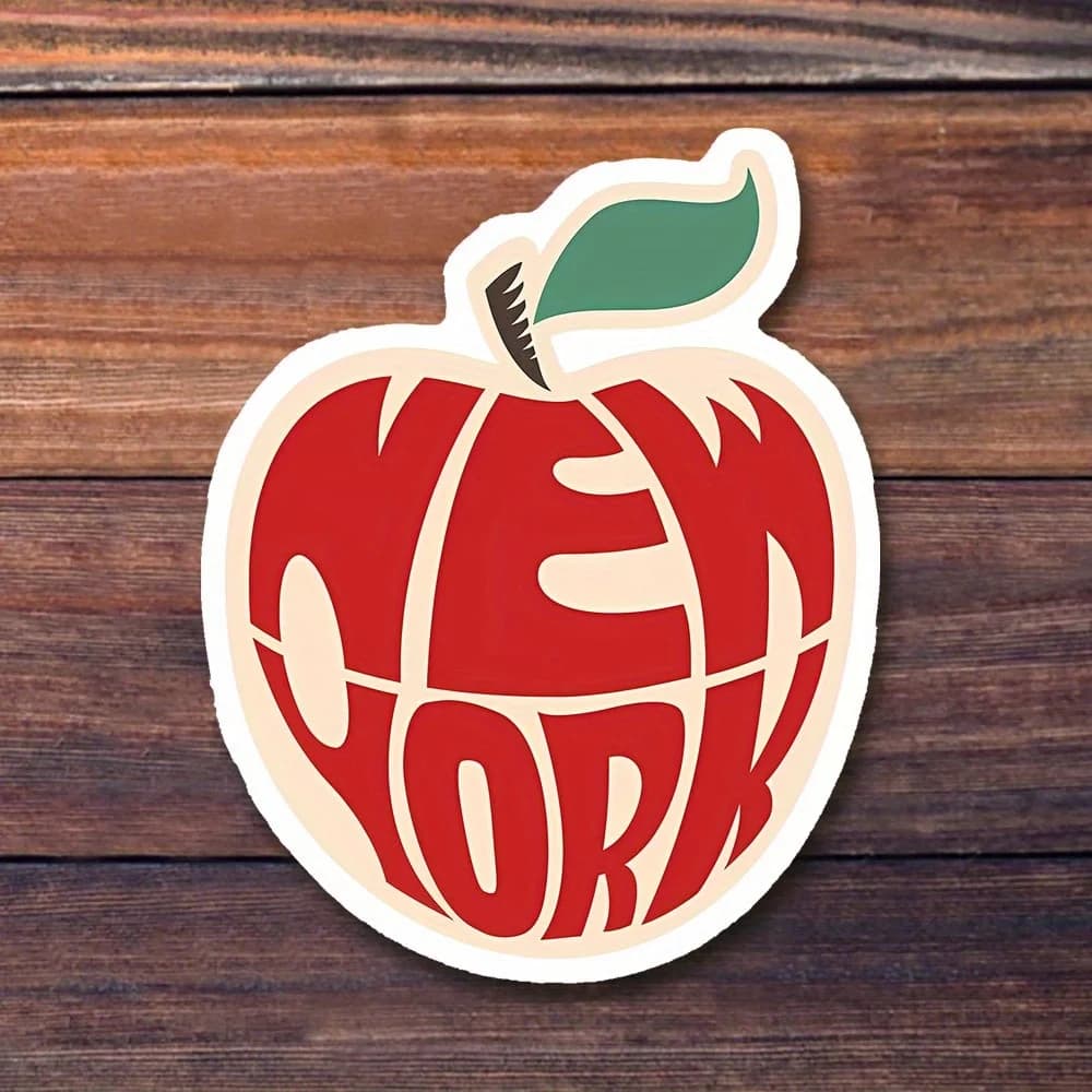 New York Apple Logo Stickers | Perfect for iPads, Kindles, water bottles, books, laptops, notebooks, diaries, planners, dorm rooms, travel gear, and New York-themed gifts - Glossy vinyl, self-adhesive, disposable.