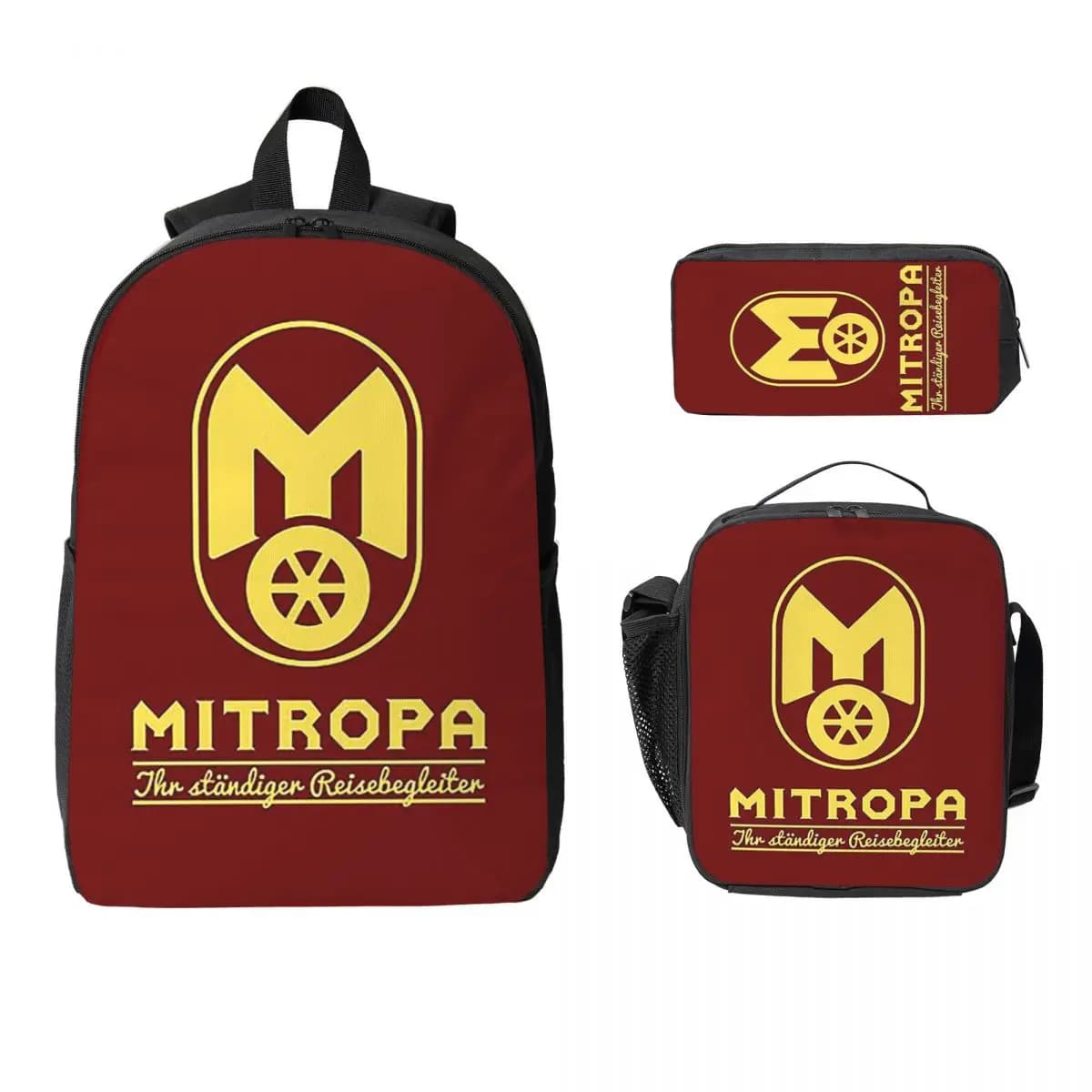 Mitropa Il tuo compagno di viaggio costante Zaino BookBag Borsa da scuola Borse a tracolla per laptop Borsa da pranzo isolata 3ps Astuccio