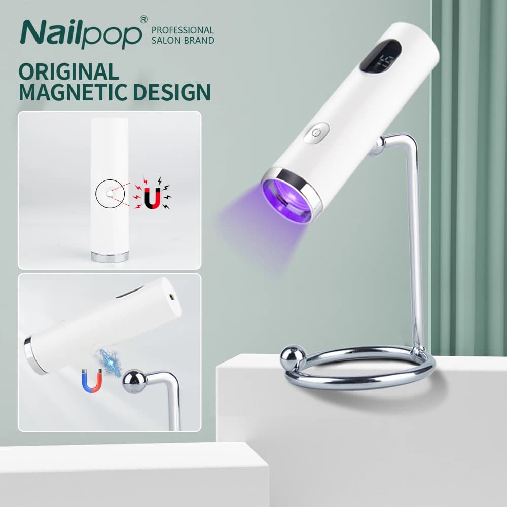 Lampada UV LED Portatile per Unghie con Supporto Magnetico, Luce UV Portatile per Unghie in Gel, Asciuga Unghie Ricaricabile USB Senza Fili, 1 Pezzo Nailpop