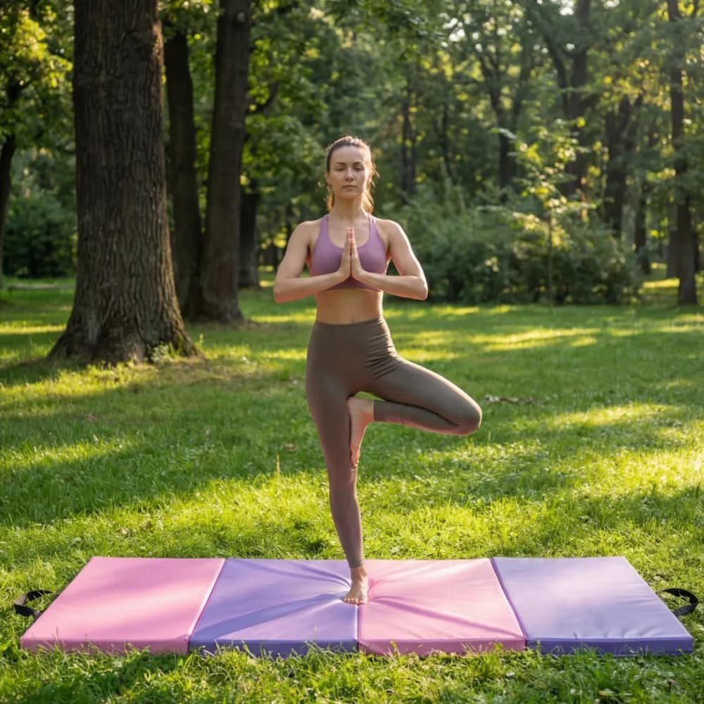 Portable Folding Mat for Exercises 6x3 ft, 2 Thickness Options, Multipurpose for Home, Gym, Yoga, Pilates, Gymnastics, Martial Arts