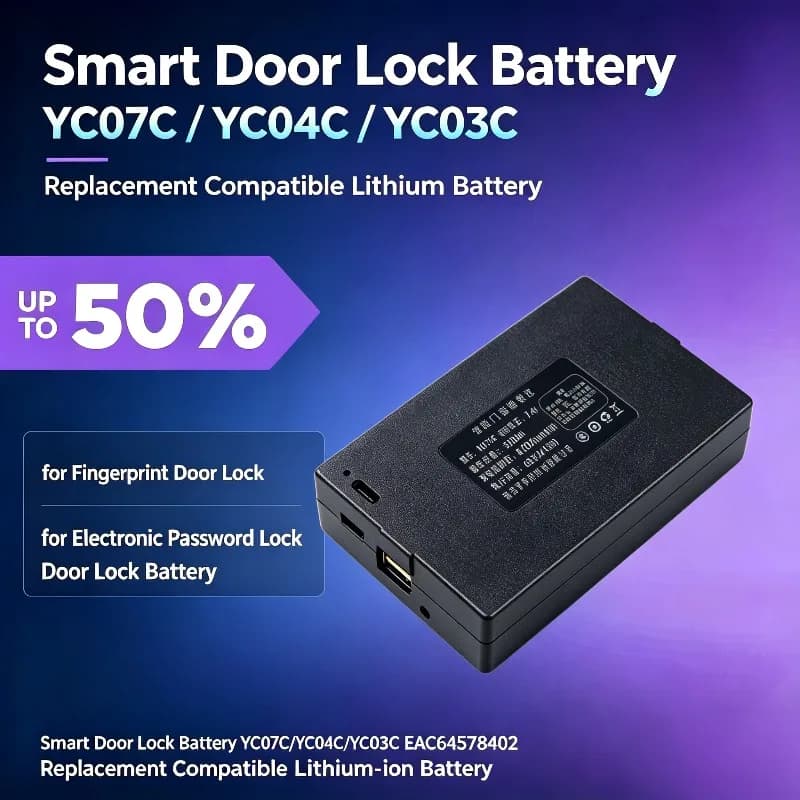 Smart Door Lock Battery YC07C/YC04C/YC03C for Fingerprint Electronic Password Door Lock Replacement Compatible Lithium Battery