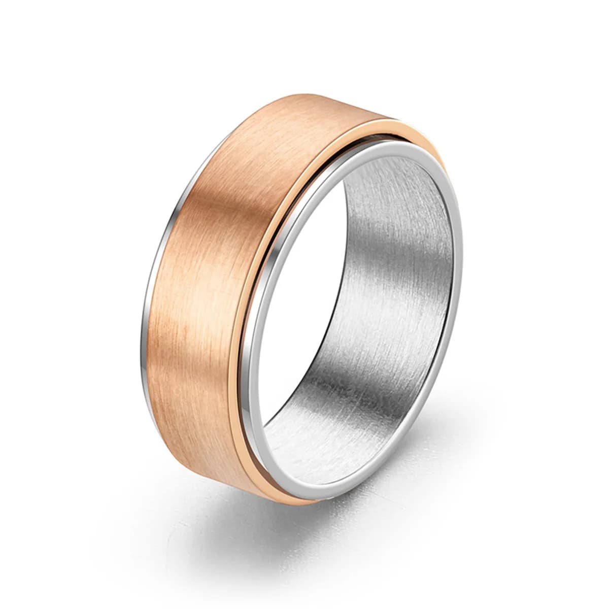 Anello classico per l'ansia Fidget Spinner Anello in argento nero per palestra Anello per l'umore rotante in acciaio inossidabile per uomini e donne Gioielli resistenti allo stress