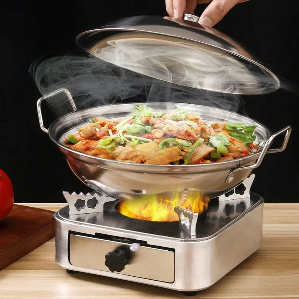 Stainless Steel Square Stove, Cassetto Style, Ultralight Silver Burner for Camping, Hot Pot Stove