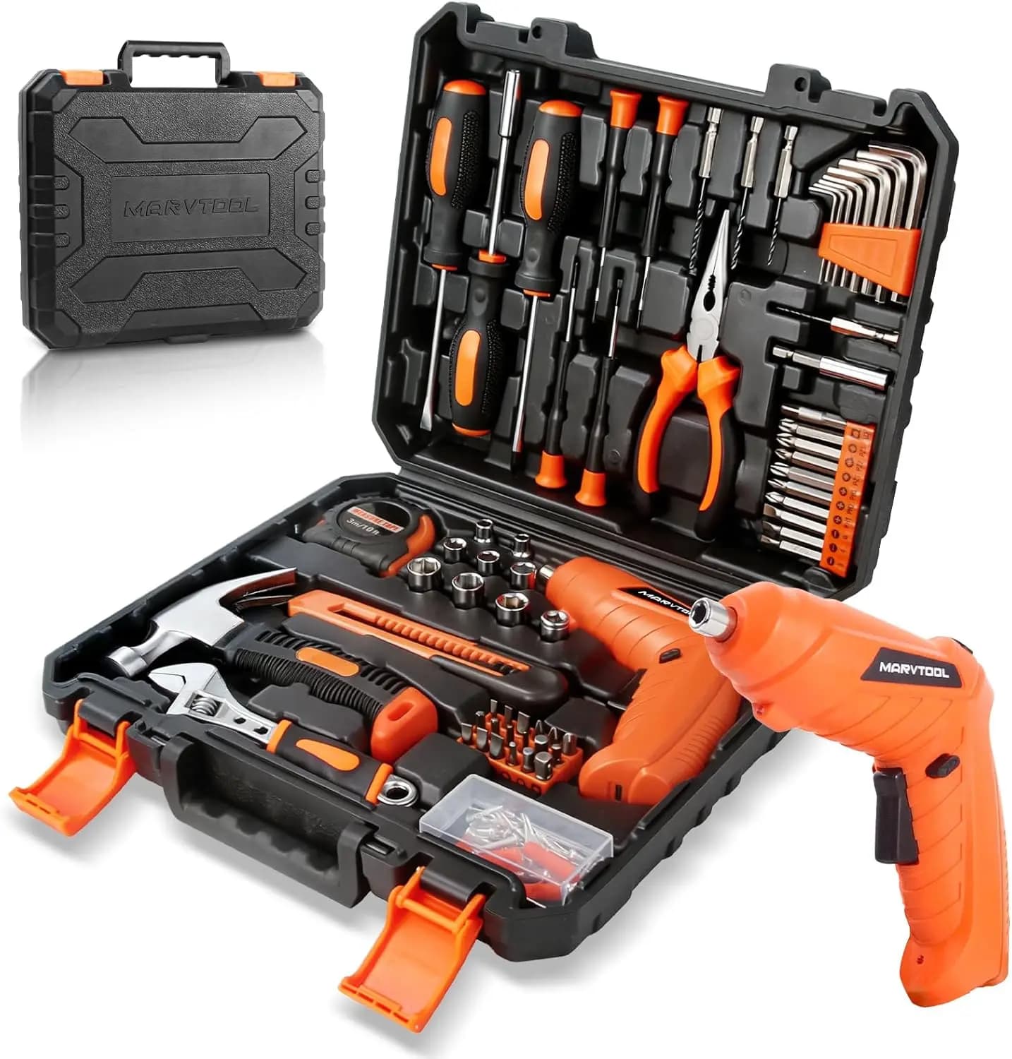 Set di Attrezzi da 140 Pezzi con Trapano Senza Fili, Cassetta degli Attrezzi Portatile per Riparazioni Domestiche, Fai-da-Te, Artigiani, Donne e Uomini