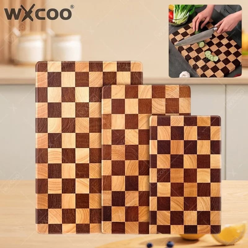 WXCOO Wood Cutting Board Kitchen Counter Checkerboard Chopping Board for Fruit Vegetable Splicing Gadget Cutting Boards