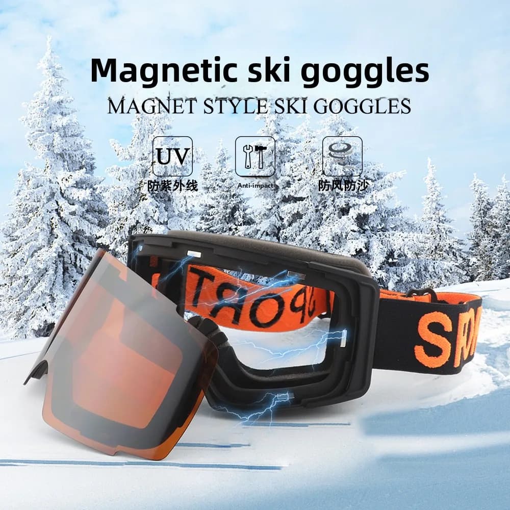 Occhiali da sci con aspirazione magnetica cilindrica a doppio strato antiappannamento occhiali da sci per uomo e donna outdoor antivento e resistente alla neve