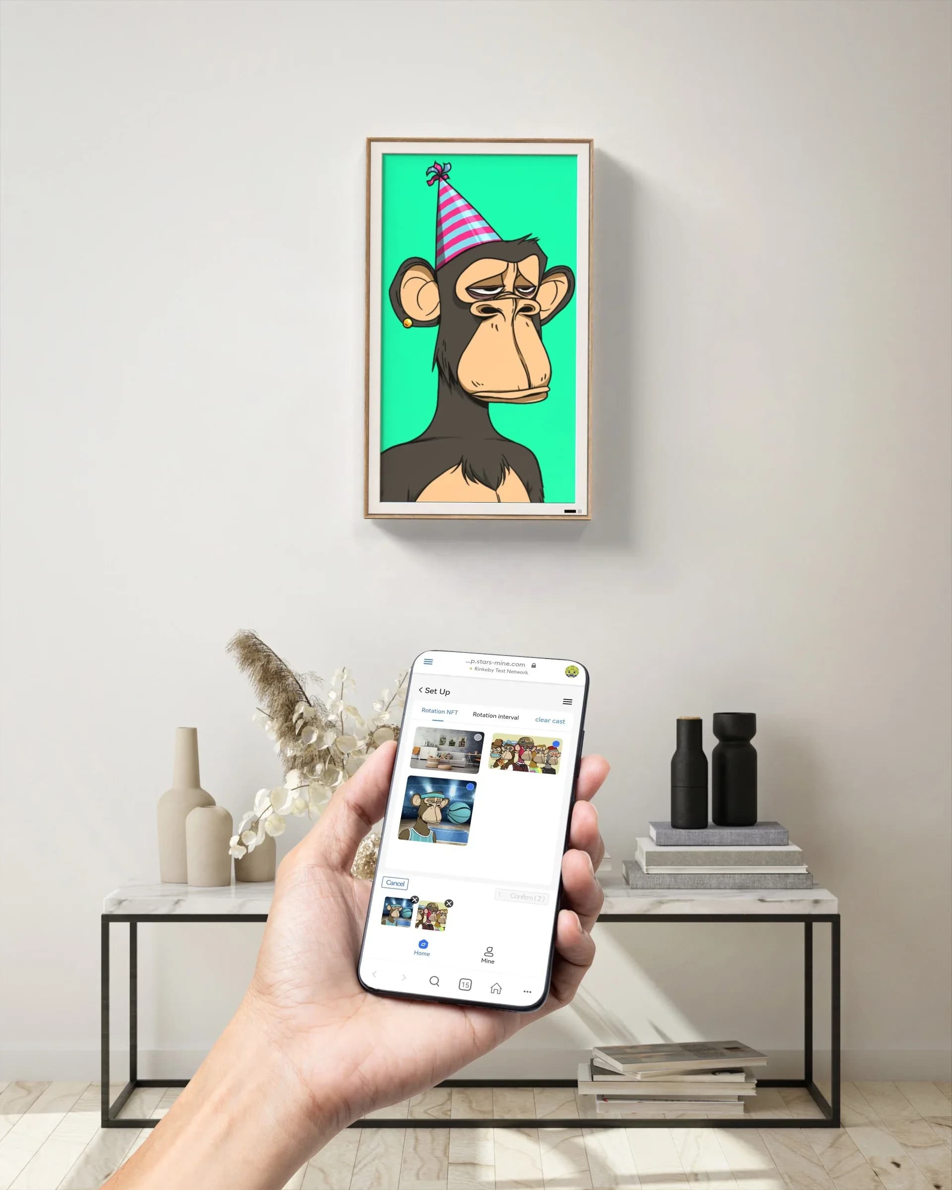 Digital Frame NFT in 10 Inch Acrylic, Vertical Electric Frame OLED, Meatmask and Eth Support