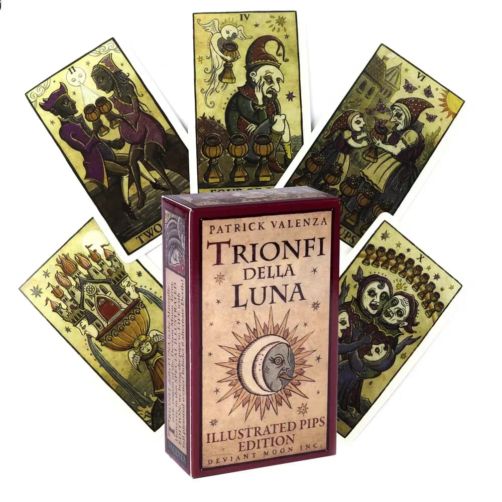 Tarocchi della Luna 78 Carte - Gioco di Carte Illustrato per Divinazione e Visioni di Viaggio - Edizione da Tavolo