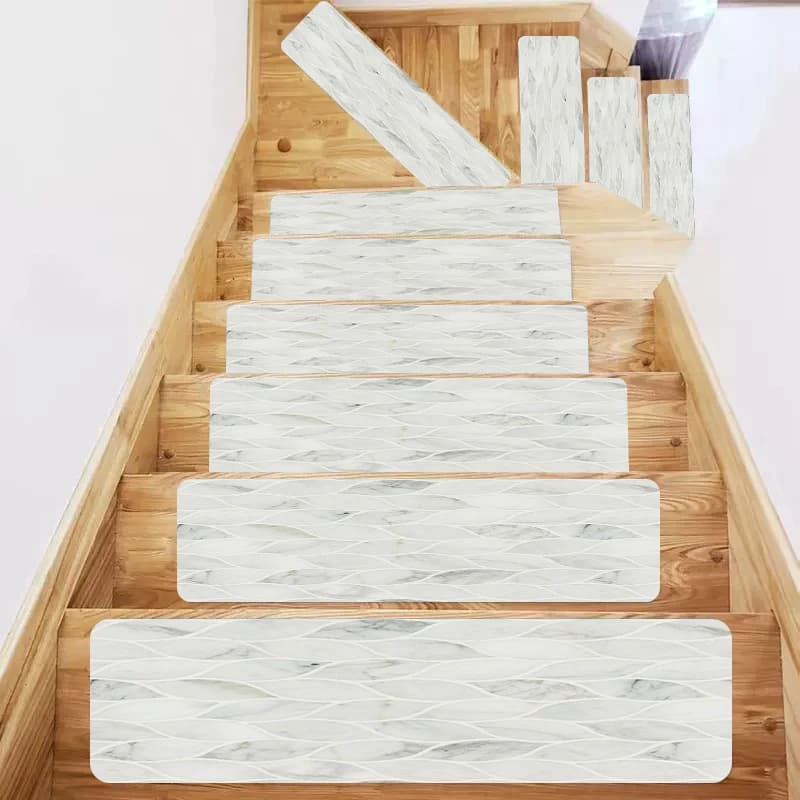 Tappetini Antiscivolo per Scale con Motivi Geometrici Colorati, Autoadesivi per Gradini in Legno, Set da 4/7/15 Pezzi