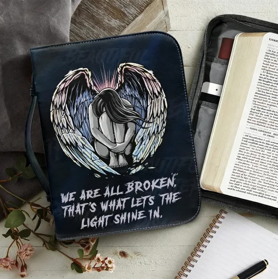 PU Leather Bible Cover Case for Women Bible Storage Bags Zipper Handle Handbag Practical Exquisite Study Book Holy Storage Boxes