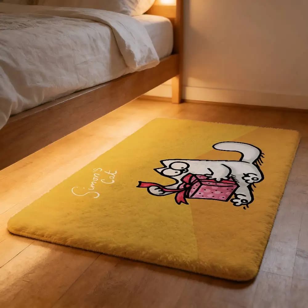 HOT-Cartoon S-Simons-Cat Soft Cloud Plush Mat Tappeto per la casa assorbente antiscivolo e senza perdite di pelucchi