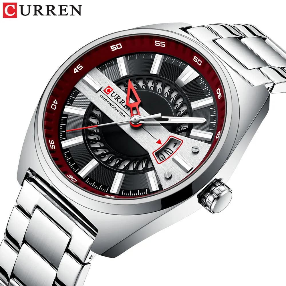 CURREN 8403 Men's Quartz Watch Calendar Steel Strip Clock Business Leisure Fashion Cool Wristwatch for Male
