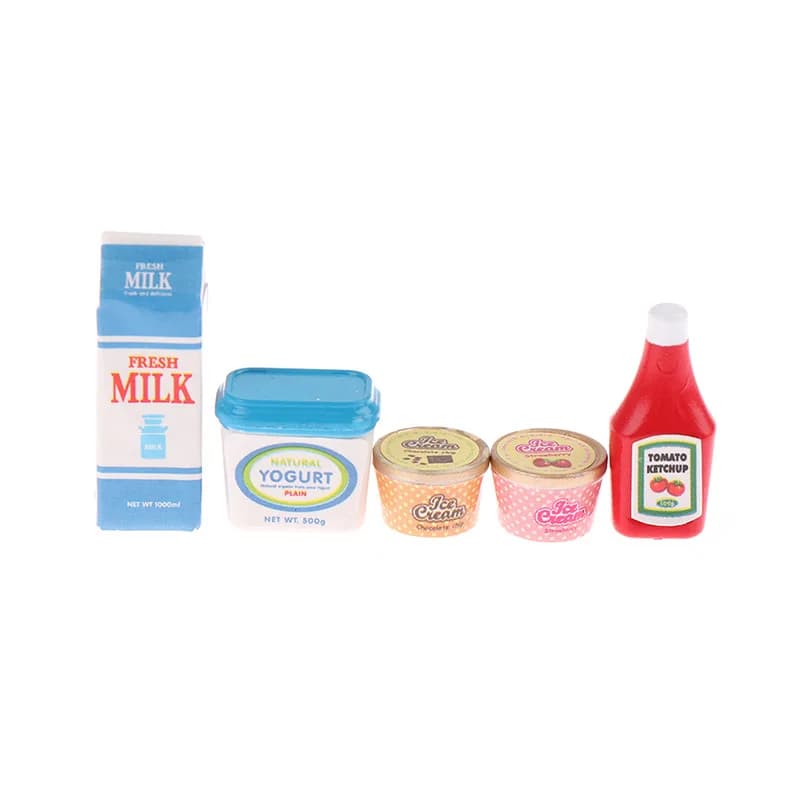 5 Pz/set 1:12 Accessori Per Casa Delle Bambole Articoli In Miniatura Salsa di Pomodoro Yogurt Modello Cibo Accessori Per Bambole Per La Casa Delle Bambole Decor giocattoli