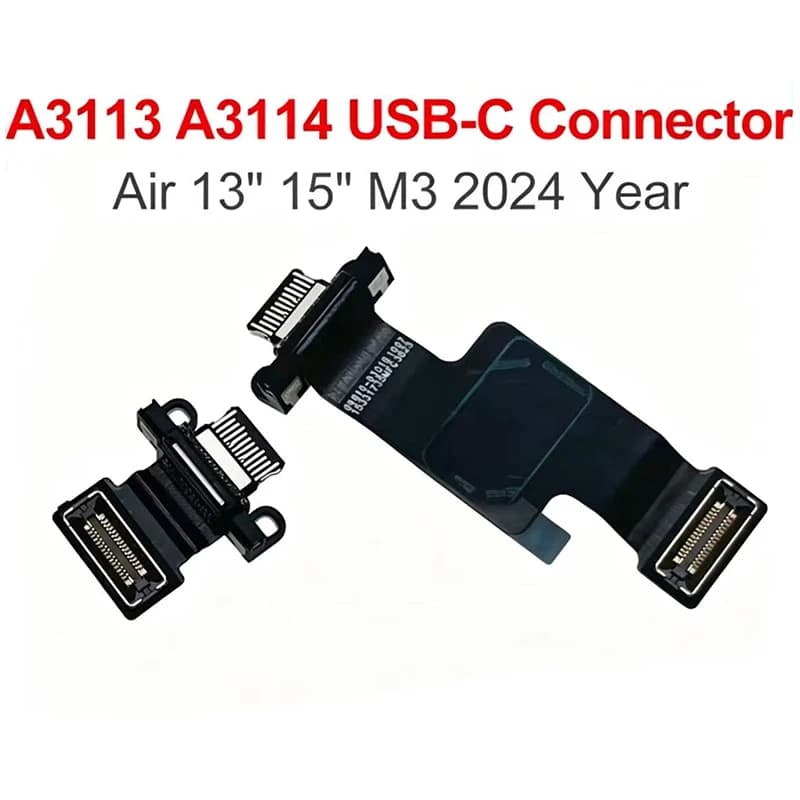 New For MacBook Air Retina 13" 15" A3113 A3114 USB-C Type C DC Charging Jack Connector Flex Cable 2024 Year