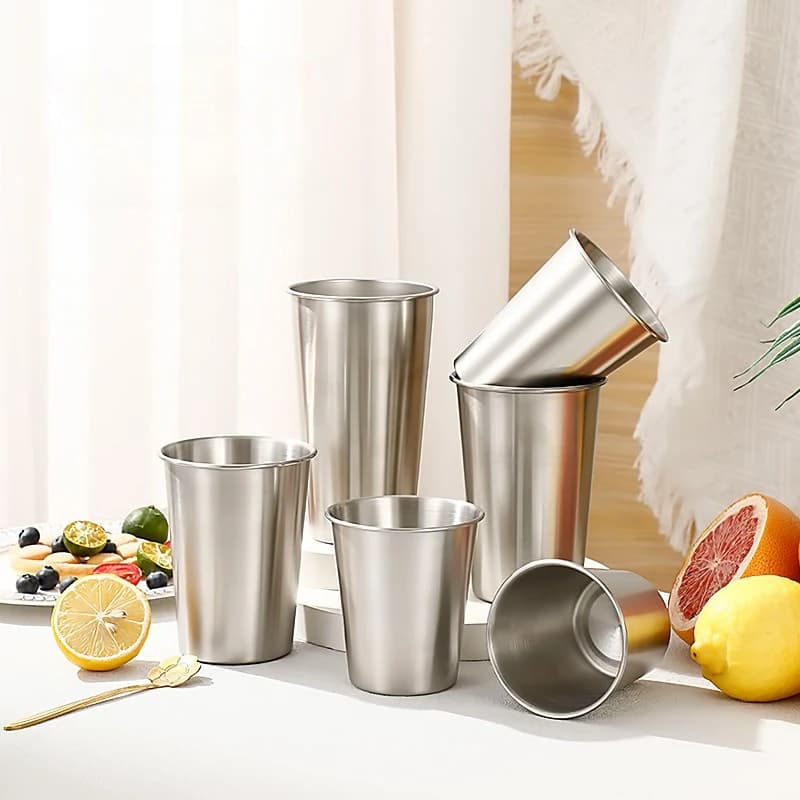 4PCS Tazze In Acciaio Inox 300/400/500ML Bicchieri In Acciaio Inox Pinta Tazze Da Campeggio Bicchieri Bere Tazza di Metallo Impilabile