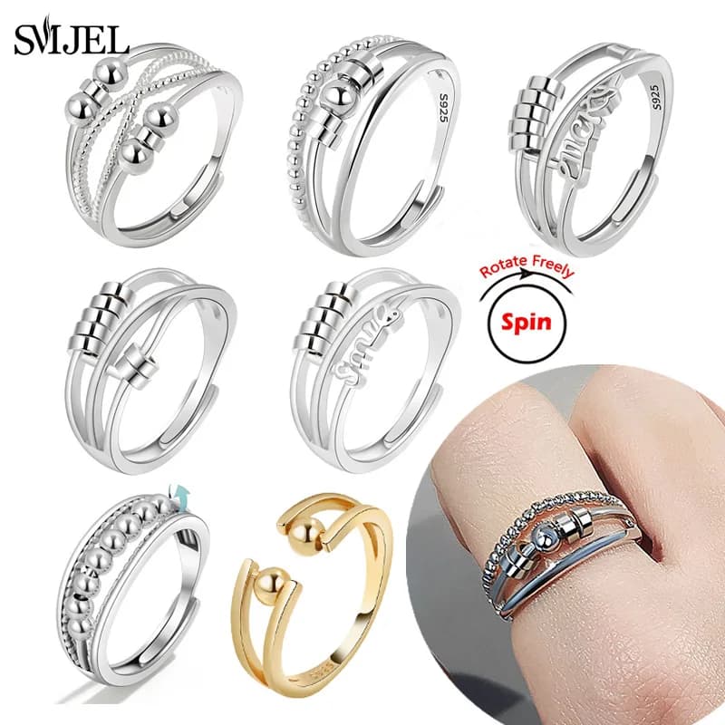 2025 Anello di ansia semplice Fidget Spinner Anelli Stile multiplo Croce Anello con perline Gioielli da dito Donna Uomo Accessori antistress