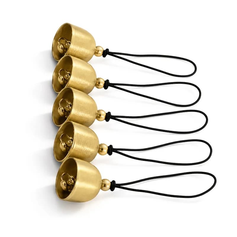5PCS Golden Metal Bells with Strings,Small AlloyJingle Bells for Christmas,Wind Chimes,Crafts,and Home Decor