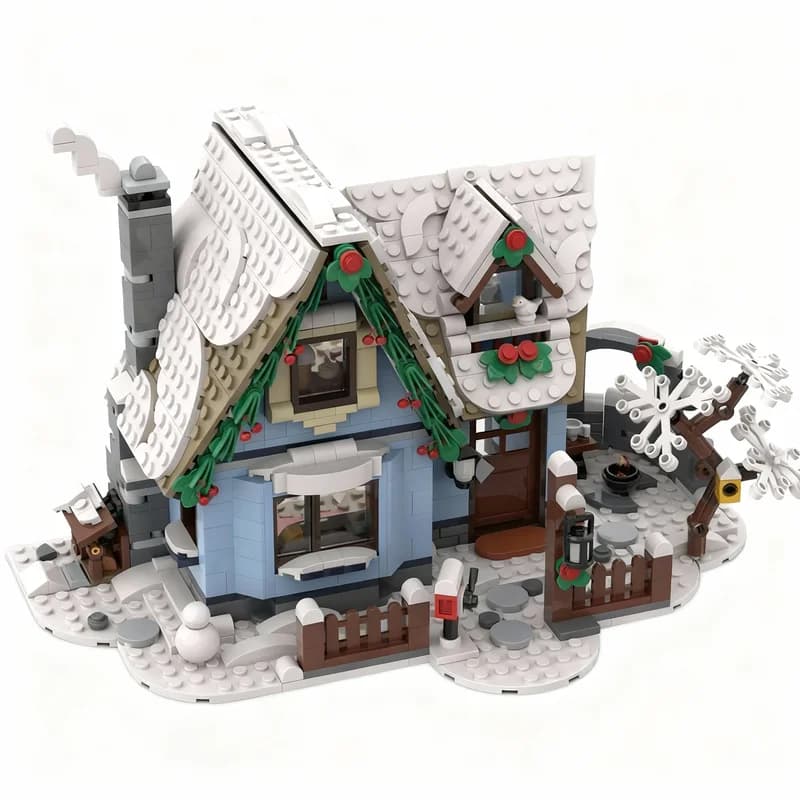 975 pz MOC Little Town House Modello Natalizio Stagionale Mattoncini da Costruzione Giocattolo Regalo di Natale Idea Creativa Fai da Te