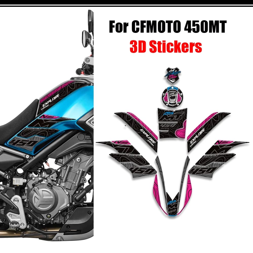 For CFMOTO 450MT 450 MT Adventure Bike CF MOTO Protector Tank Pad Manopole Kit Ginocchio Carenatura Parafango Stickers Decalcomanie 2023 2024 2025