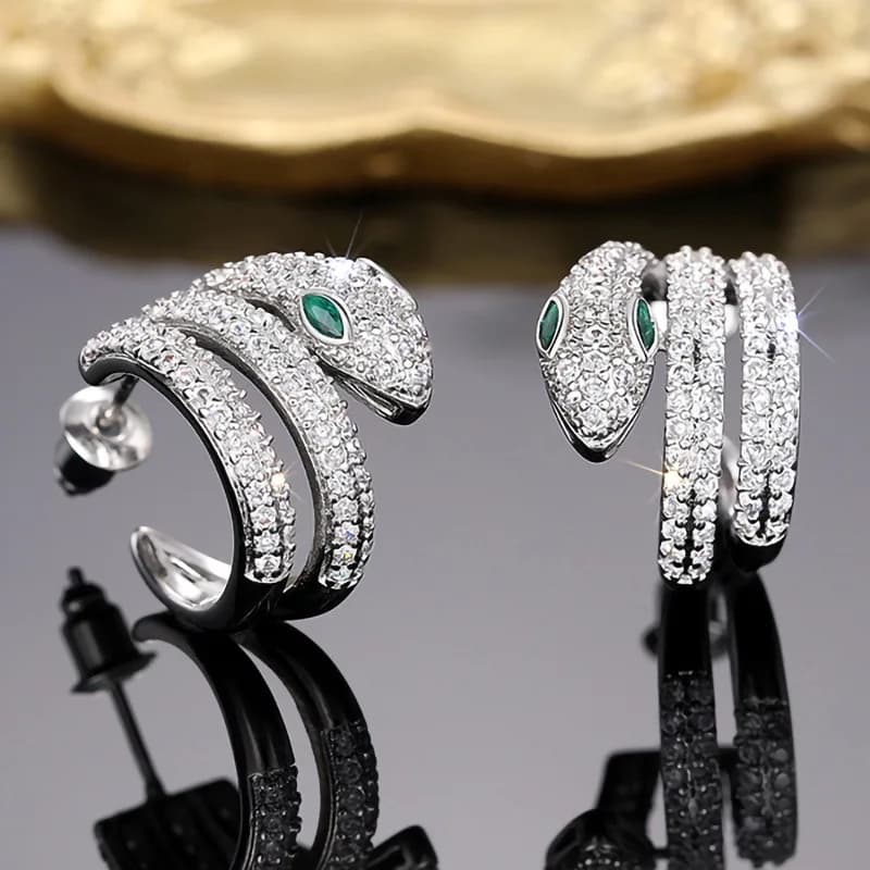 Exquisite Female Earrings 925 Sterling Silver Multi Layer Snake AAA Zircon Earrings for Women Girls Accessories Wedding Jewelry