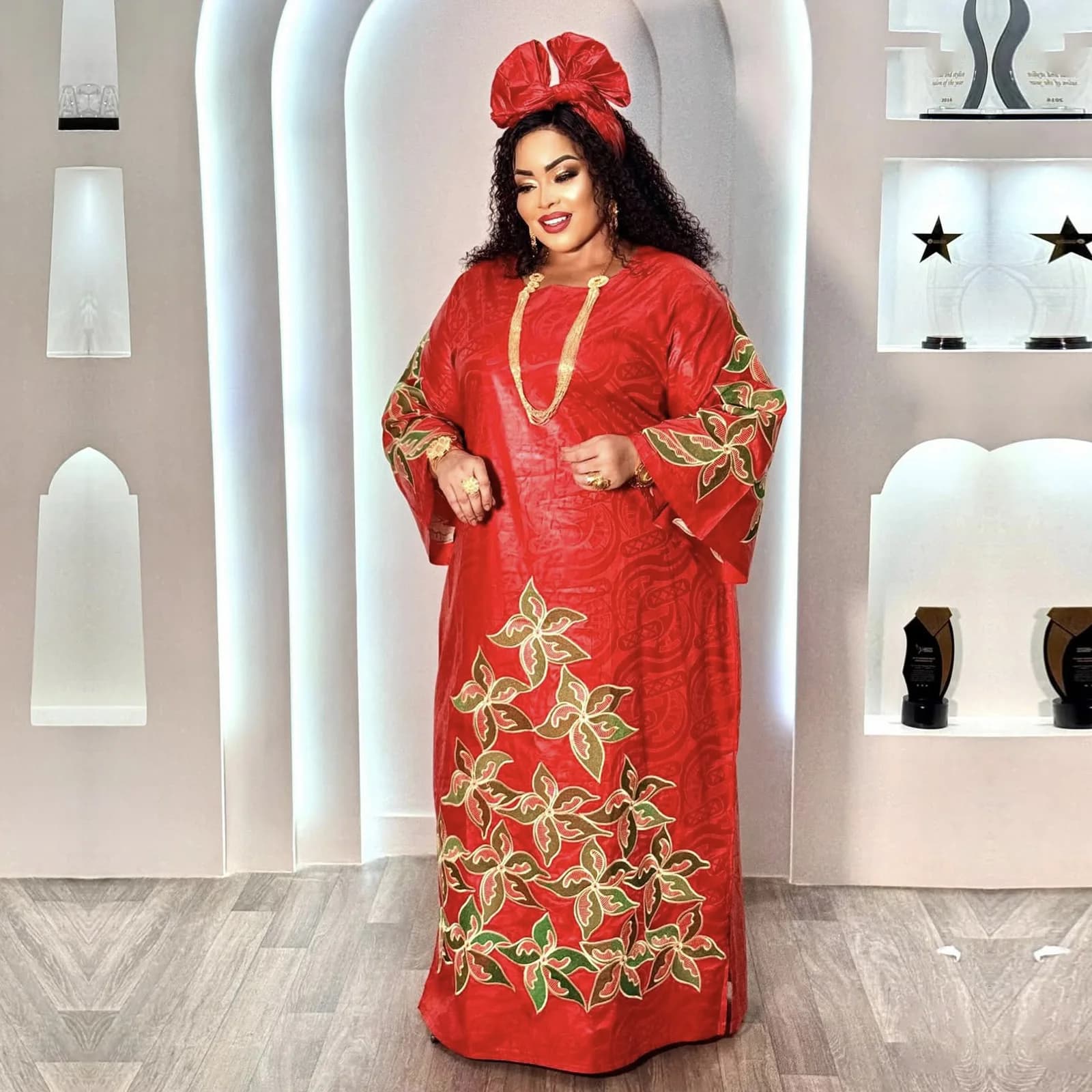 African Attire For Women Abaya Embroidery Plus Size Elegant Party Church Dress