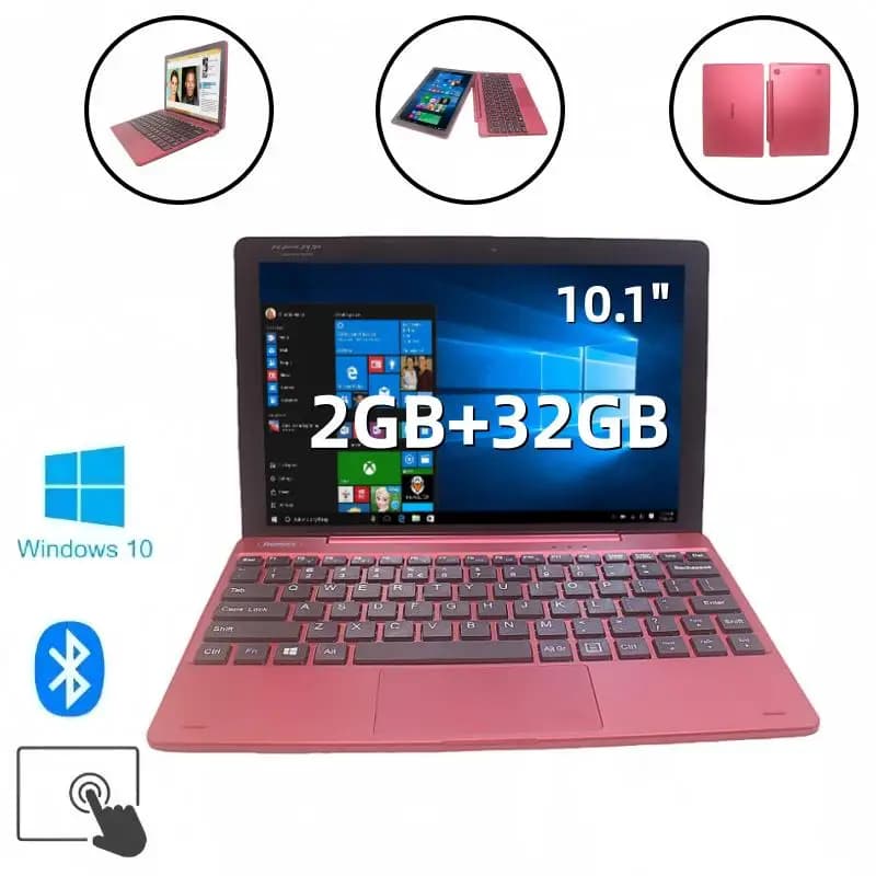 Tablet PC Remax 64 bits 10.1 inch with Windows 10, 2GB DDR RAM, 32GB ROM, IPS screen 1280 x 800, double camera and removable keyboard.