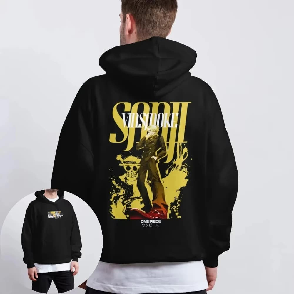 ONE PIECE 2025 Nuovo maglione con cappuccio da uomo caldo Vinsmoke Sanji Anime giapponese Primavera e autunno Ragazzo Abbigliamento genitore-figlio per bambini