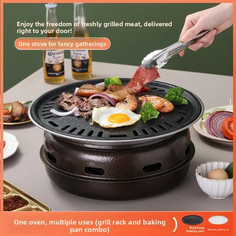 WW21 iron charcoal stove, camping commercial non-stick charcoal barbecue grill outdoor portable