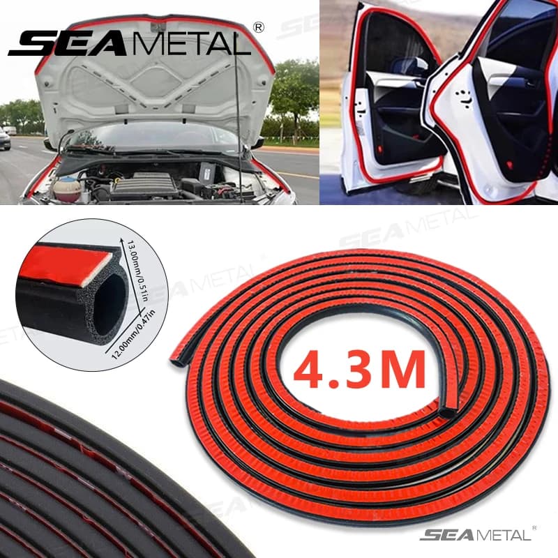 SEAMETAL Striscia di tenuta in gomma per portiera auto Guarnizione a forma di D da 430 cm per porta/cappuccio/bagagliaio Striscia di tenuta impermeabile insonorizzata