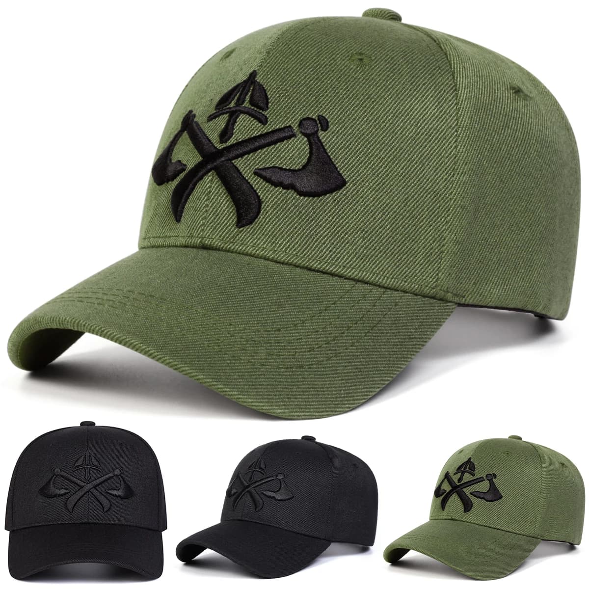 Unisex Hammer and Axe Embroidery Baseball Caps Spring Autumn Outdoor Adjustable Casual Hats Sunscreen Hat Sports Cap
